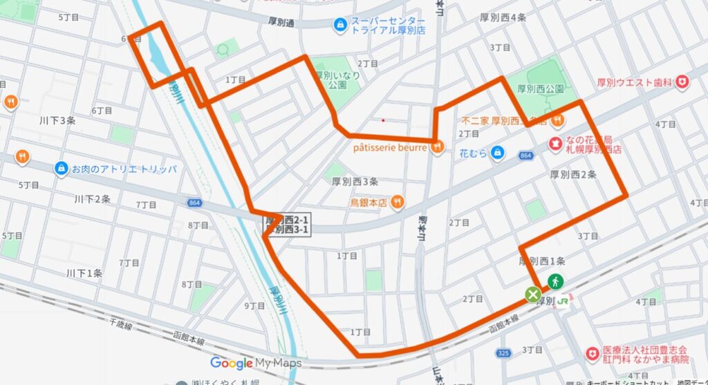今回の散歩ルートです。